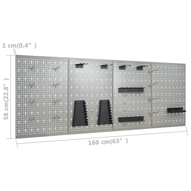 Etabli et 4 panneaux muraux et 2 armoires table de travail poste de travail rangement stockage d'outils etabli d'atelier garage 02_0003670