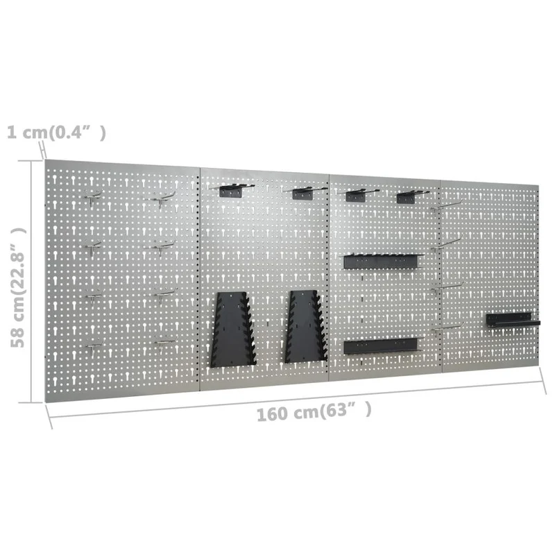 Etabli et 4 panneaux muraux et 2 armoires table de travail poste de travail stockage rangement d'outils etabli d'atelier garage 02_0003669