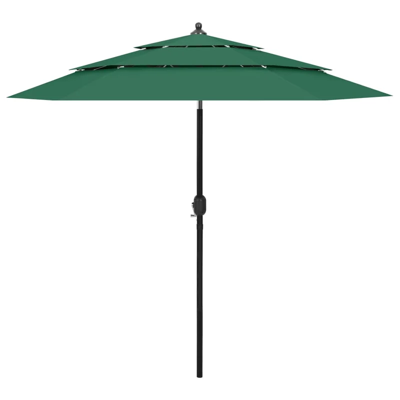 Parasol à 3 niveau x avec mât en aluminium 2,5 m vert 02_0008779