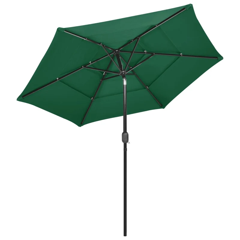 Parasol à 3 niveau x avec mât en aluminium 2,5 m vert 02_0008779