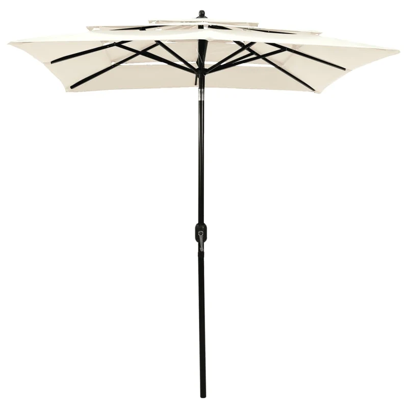 Parasol à 3 niveaux avec mât en aluminium 2 x 2 m sable 02_0008764
