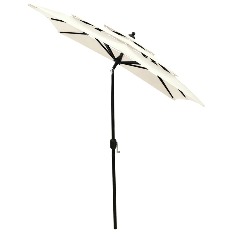 Parasol à 3 niveaux avec mât en aluminium 2 x 2 m sable 02_0008764