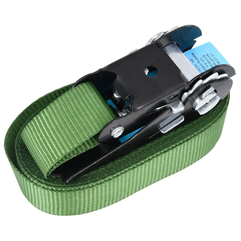 Lot de 20 sangles d’arrimage à cliquet transport stockage sangles de remorque sangles de serrage fixation moto voiture 800 da n 6 m vert 02_0003547