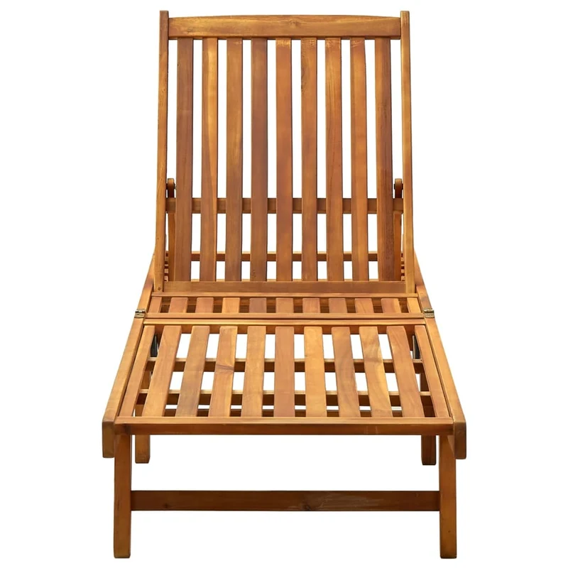 Transat chaise longue bain de soleil lit de jardin terrasse meuble d'extérieur avec coussin bois d'acacia solide 02_0012378