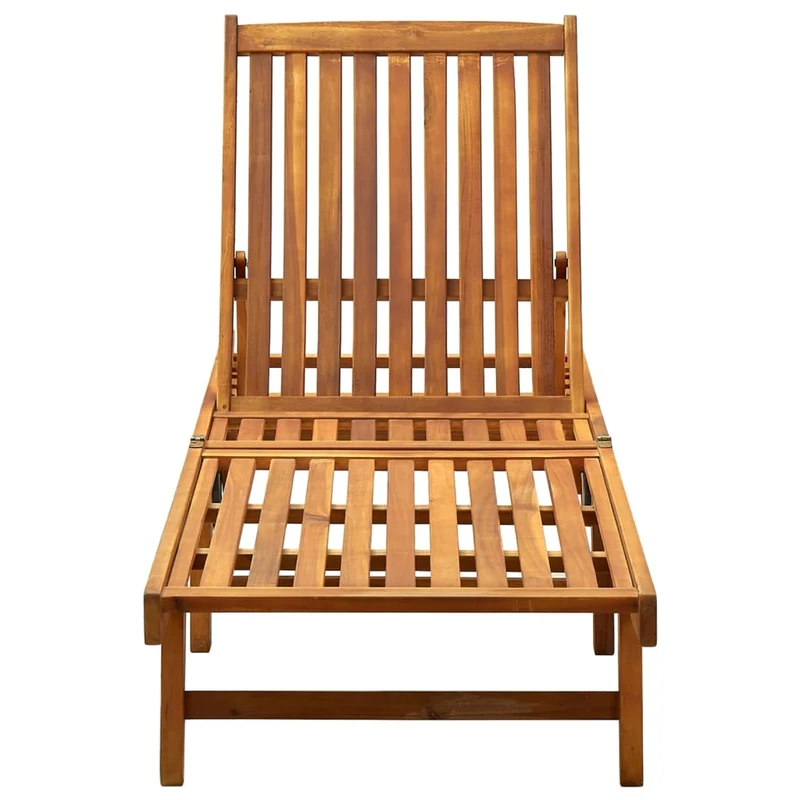 Transat chaise longue bain de soleil lit de jardin terrasse meuble d'extérieur avec coussin bois d'acacia solide 02_0012368