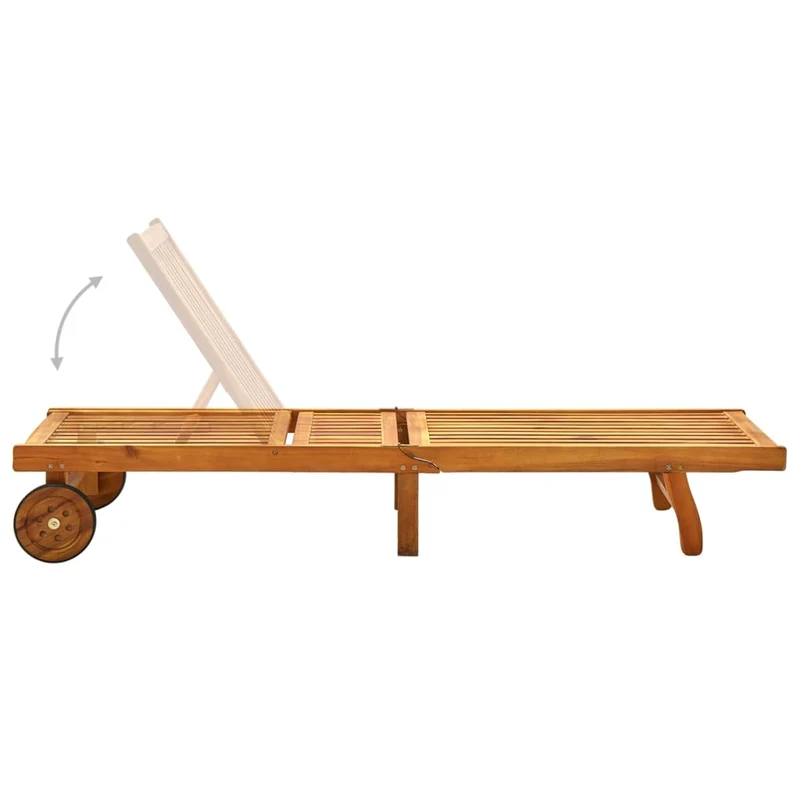Transat chaise longue bain de soleil lit de jardin terrasse meuble d'extérieur avec coussin bois d'acacia solide 02_0012368