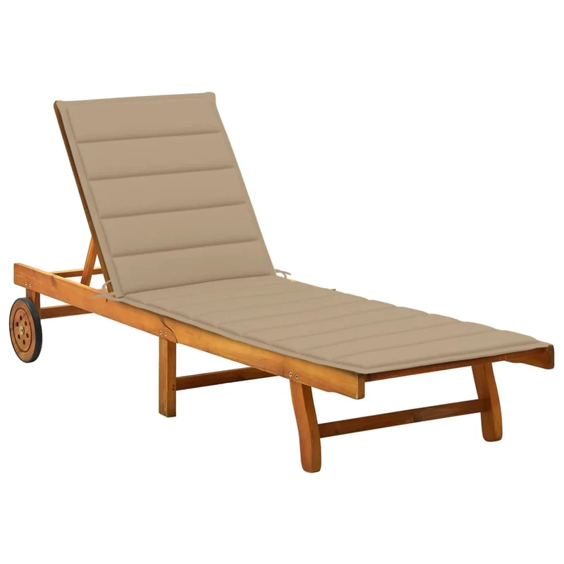 Transat chaise longue bain de soleil lit de jardin terrasse meuble d'extérieur 200 cm avec coussin bois d'acacia solide 02_0012410