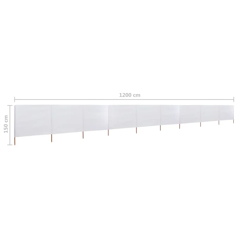 Brises-vue paravent 9 panneaux tissu 1200 x 120 cm blanc sable 02_0008855