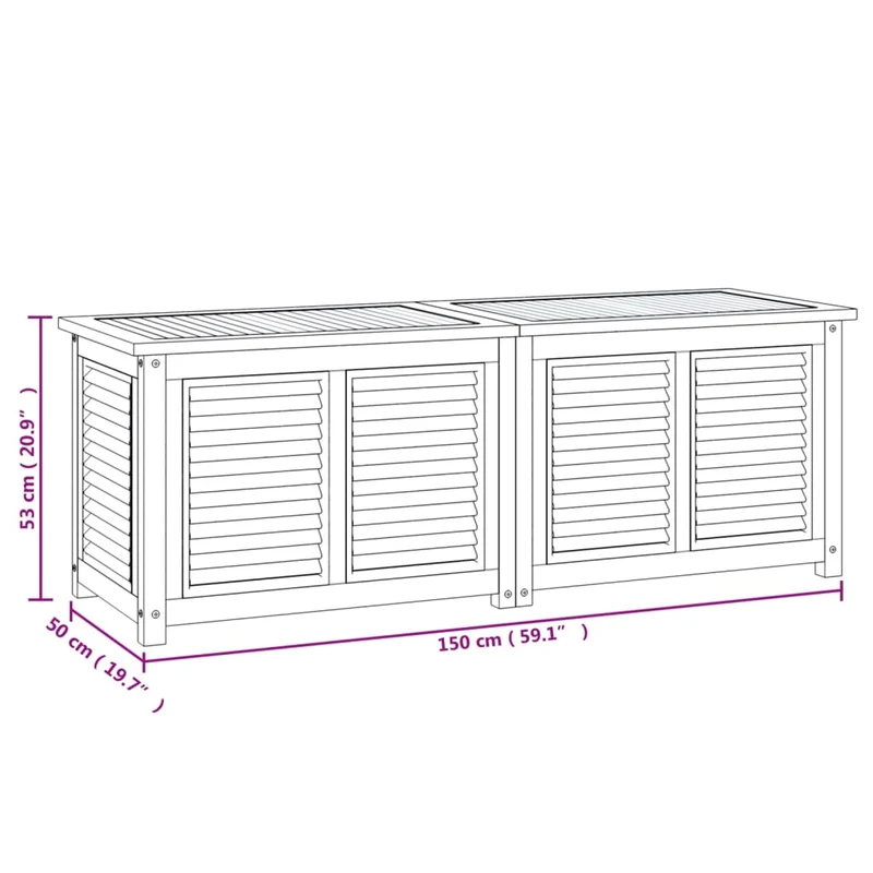 Boîte de rangement jardin et sac 150 x 50 x 53 cm bois massif teck 02_0013131
