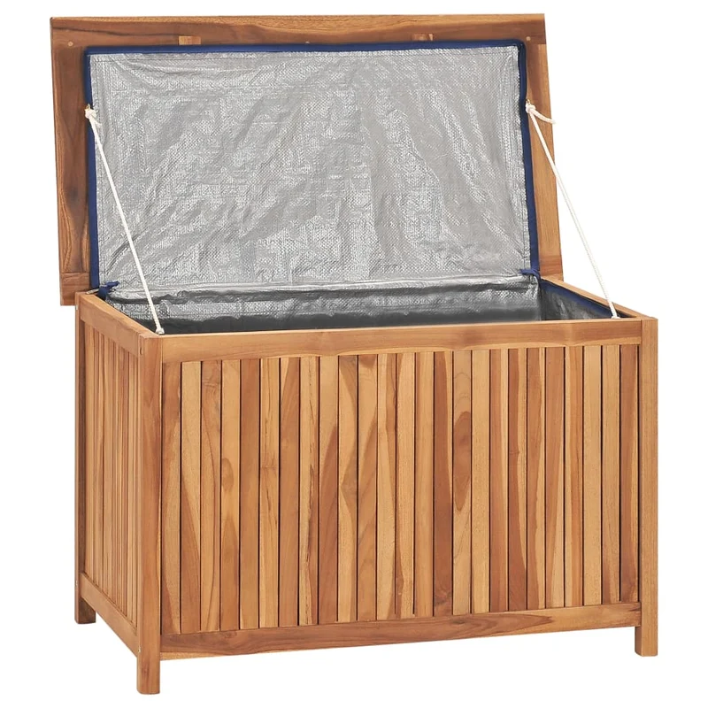 Coffre boîte meuble de jardin rangement 90 x 50 x 58 cm bois de teck solide 02_0013054