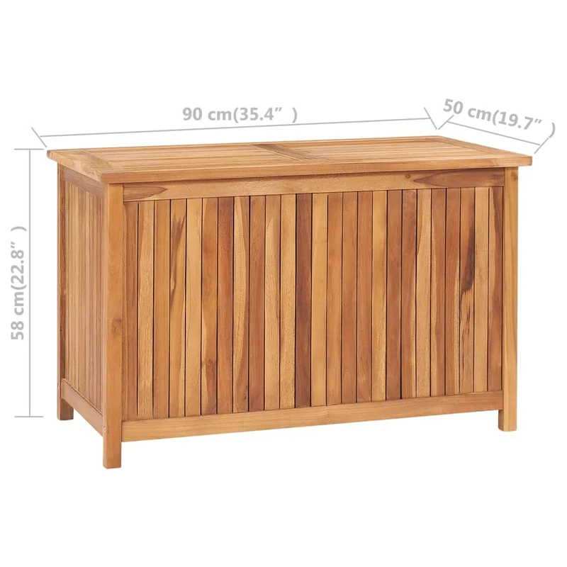 Coffre boîte meuble de jardin rangement 90 x 50 x 58 cm bois de teck solide 02_0013054