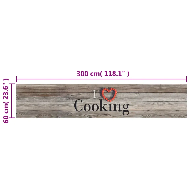 Tapis de cuisine lavable design moderne antidérapant 300 x 60 x 5 cm ambiance cosy en polyamide gris 02_0046040