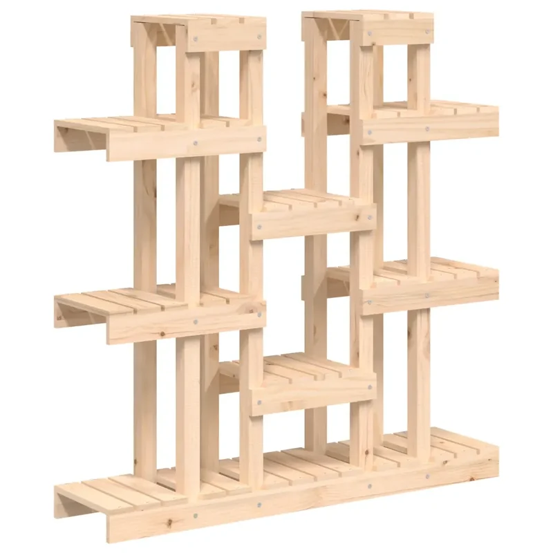 Support à plantes en bois massif de pin 104,5 x 25 x 109,5 cm stable design rustique idéal pour salon jardin 02_0048467