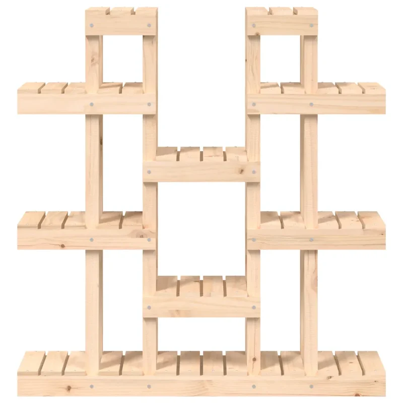 Support à plantes en bois massif de pin 104,5 x 25 x 109,5 cm stable design rustique idéal pour salon jardin 02_0048467
