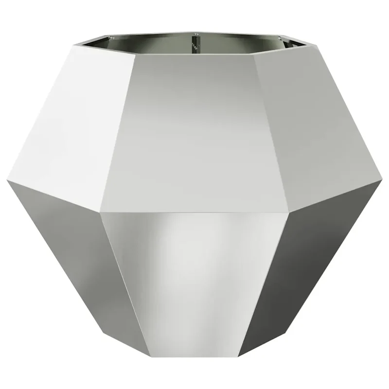 Jardinière rectangulaire 100 x 100 x 80 cm design extérieur pratique moderne en acier galvanisé argent 02_0053100