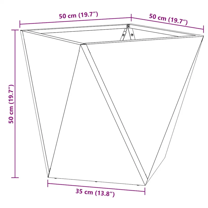 Jardinière moderne extérieur jardin 50 x 50 x 50 cm avec base stable design épuré en acier blanc 02_0053078