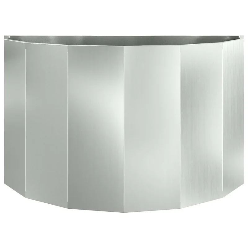 Jardinière demi-ronde moderne extérieur 90 x 45 x 50 cm design chic en acier galvanisé argent 02_0052955