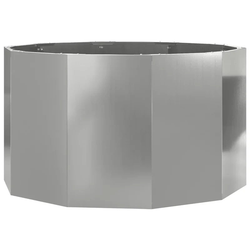 Jardinière ronde moderne extérieur 90 x 90 x 50 cm pratique et robuste en acier galvanisé argent 02_0052997
