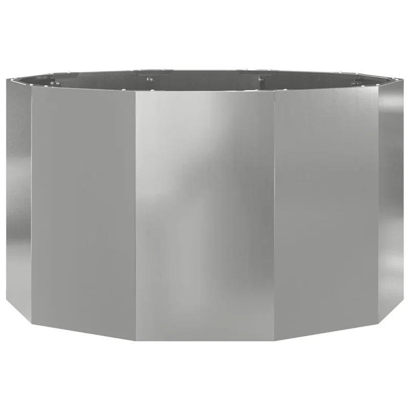 Jardinière ronde moderne extérieur 90 x 90 x 50 cm pratique et robuste en acier galvanisé argent 02_0052997