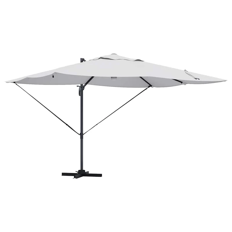 Parasol déporté inclinable 351 x 250 x 253 cm usage extérieur ambiance cosy en polyester sable 02_0058731