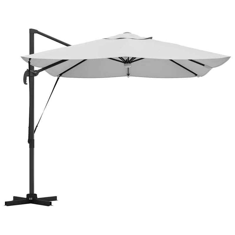 Parasol déporté inclinable 351 x 250 x 253 cm usage extérieur ambiance cosy en polyester sable 02_0058731