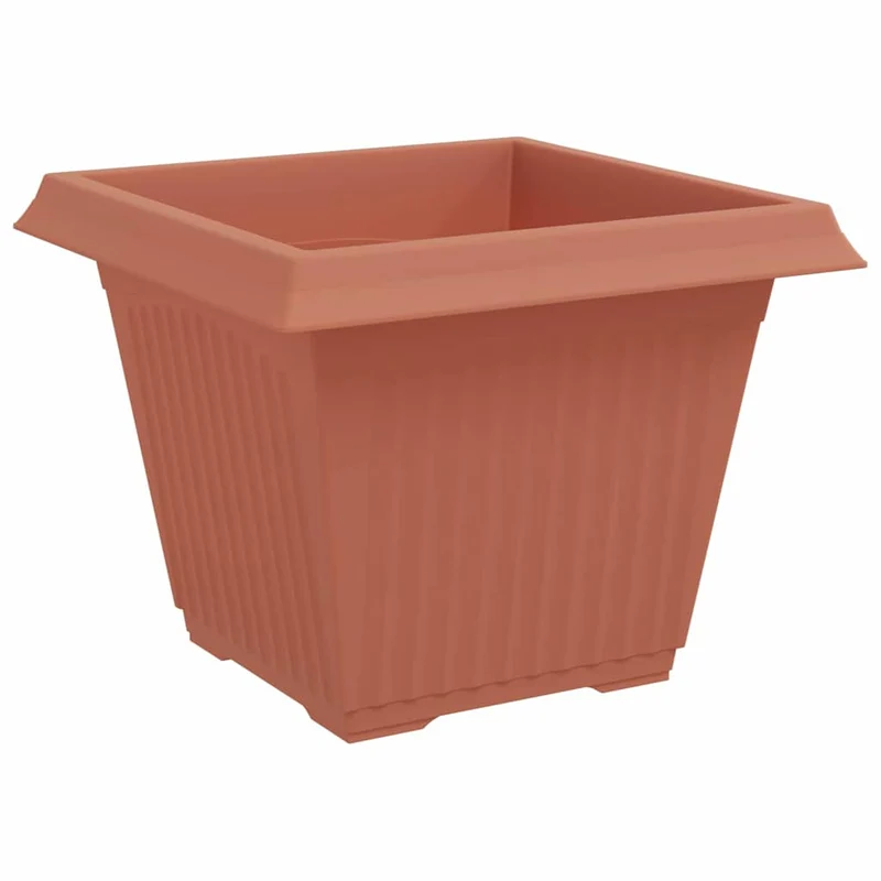 Lot de 24 pots de fleurs carrés design moderne intérieur extérieur 43 x 43 x 33 cm en plastique rouge brique 02_0059373