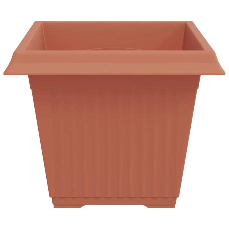 Lot de 24 pots de fleurs carrés design moderne intérieur extérieur 43 x 43 x 33 cm en plastique rouge brique 02_0059373