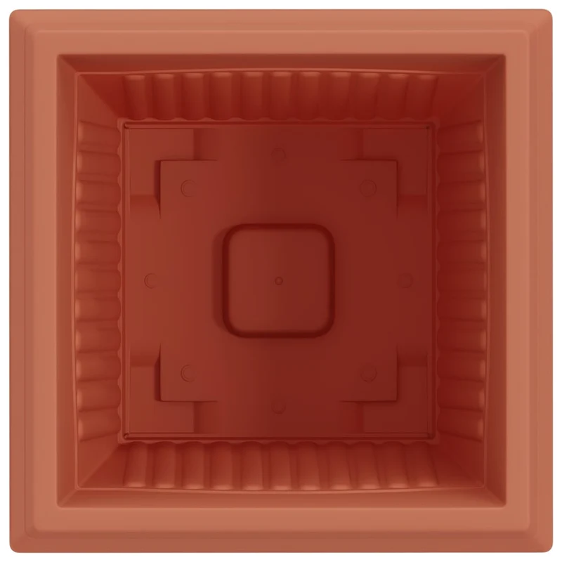 Lot de 24 pots de fleurs carrés design moderne intérieur extérieur 43 x 43 x 33 cm en plastique rouge brique 02_0059373