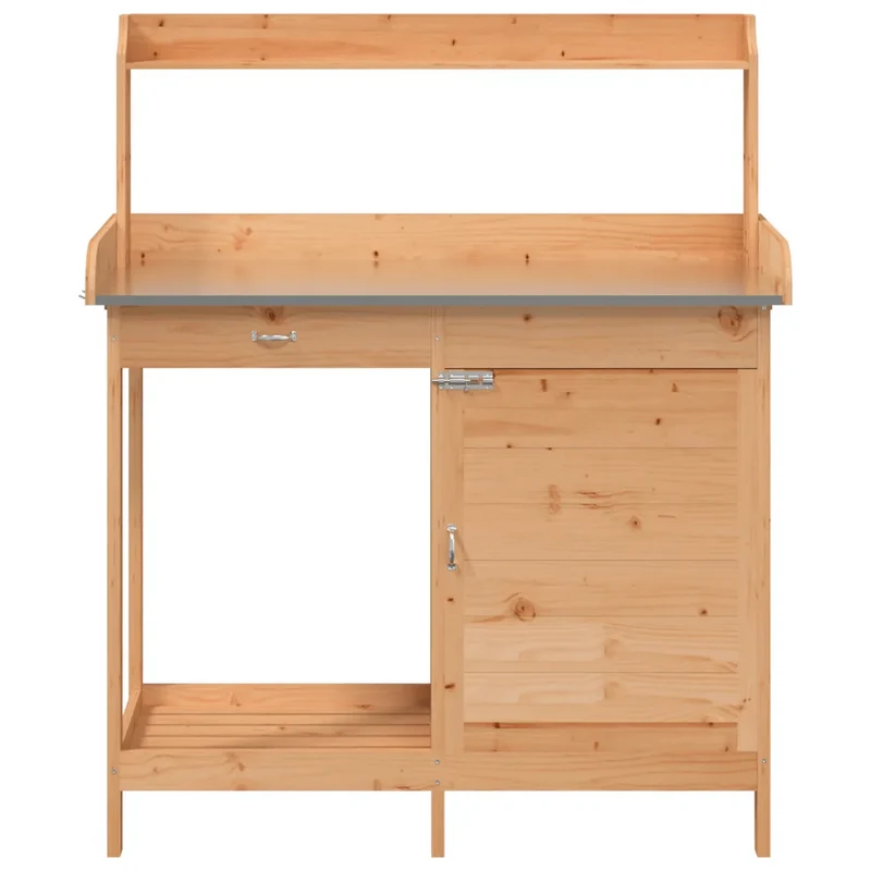 Table de rempotage en bois massif style jardin avec armoire 110,5 x 45 x 124,5 cm rangement pratique en bois marron 02_0046205