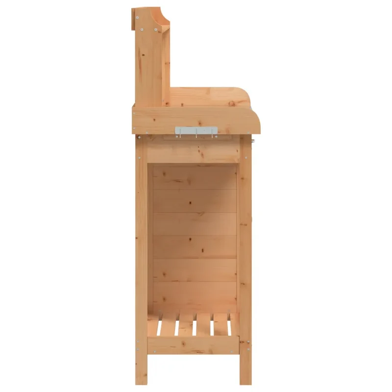 Table de rempotage en bois massif style jardin avec armoire 110,5 x 45 x 124,5 cm rangement pratique en bois marron 02_0046205