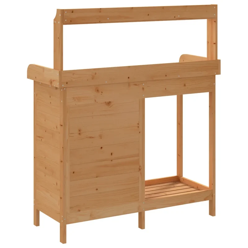 Table de rempotage en bois massif style jardin avec armoire 110,5 x 45 x 124,5 cm rangement pratique en bois marron 02_0046205