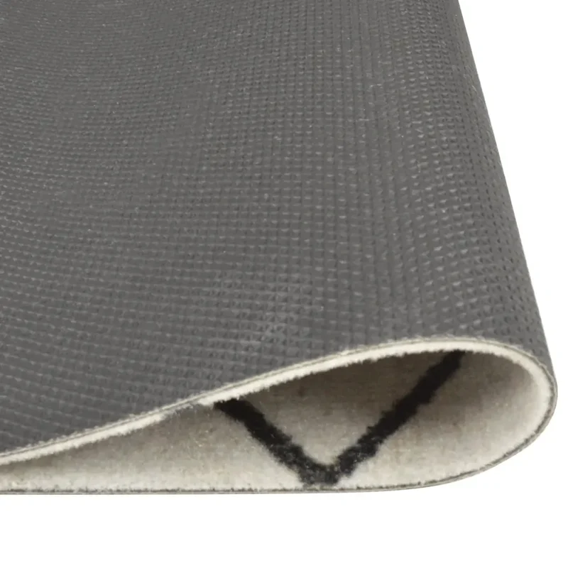 Tapis de cuisine lavable impression carrée 300 x 60 cm doux antidérapant style moderne en velours gris 02_0046061