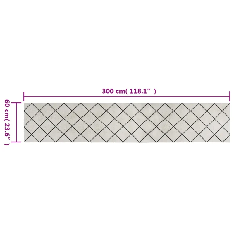 Tapis de cuisine lavable impression carrée 300 x 60 cm doux antidérapant style moderne en velours gris 02_0046061