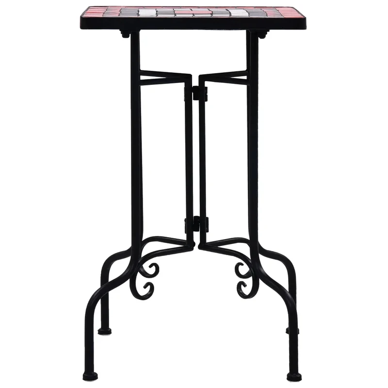Table de bistro carrée d'extérieur 35 x 35 x 56 cm design mosaïque élégante jardin en céramique blanc 02_0045927