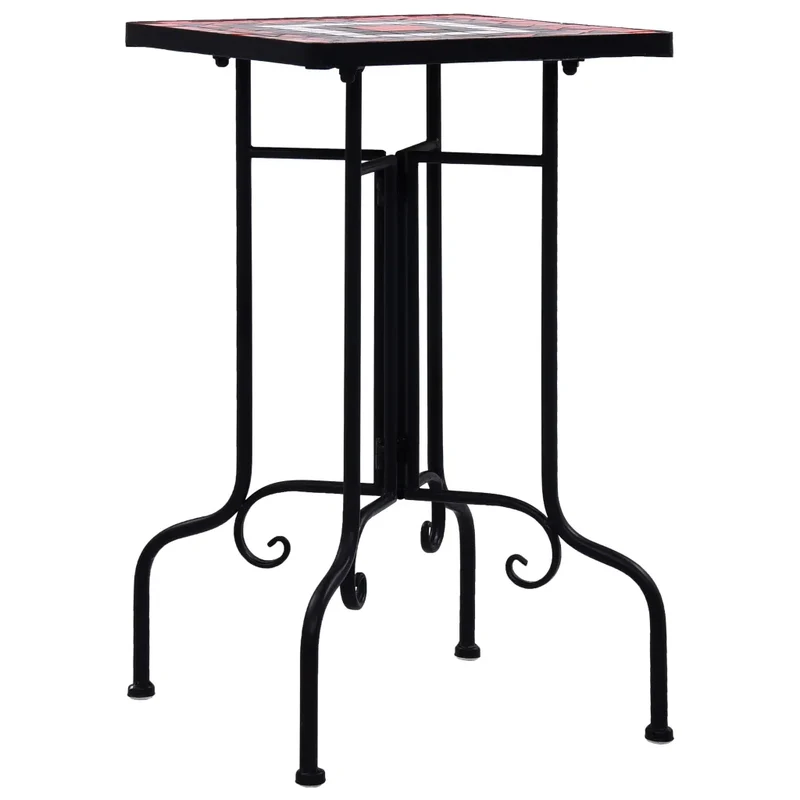 Table de bistro carrée d'extérieur 35 x 35 x 56 cm design mosaïque élégante jardin en céramique blanc 02_0045927