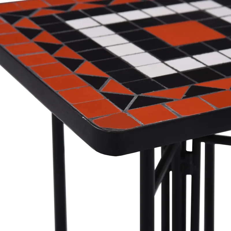 Table de bistro carrée d'extérieur 35 x 35 x 56 cm design mosaïque élégante jardin en céramique blanc 02_0045927