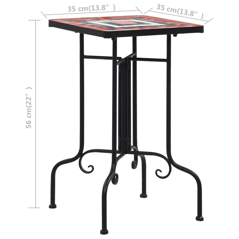 Table de bistro carrée d'extérieur 35 x 35 x 56 cm design mosaïque élégante jardin en céramique blanc 02_0045927