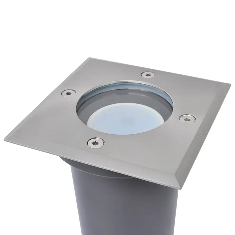 Lot de 3 lampes au sol encastrables design moderne extérieure 10,8 x 10,8 x 15 cm en acier inoxydable argenté 02_0045868