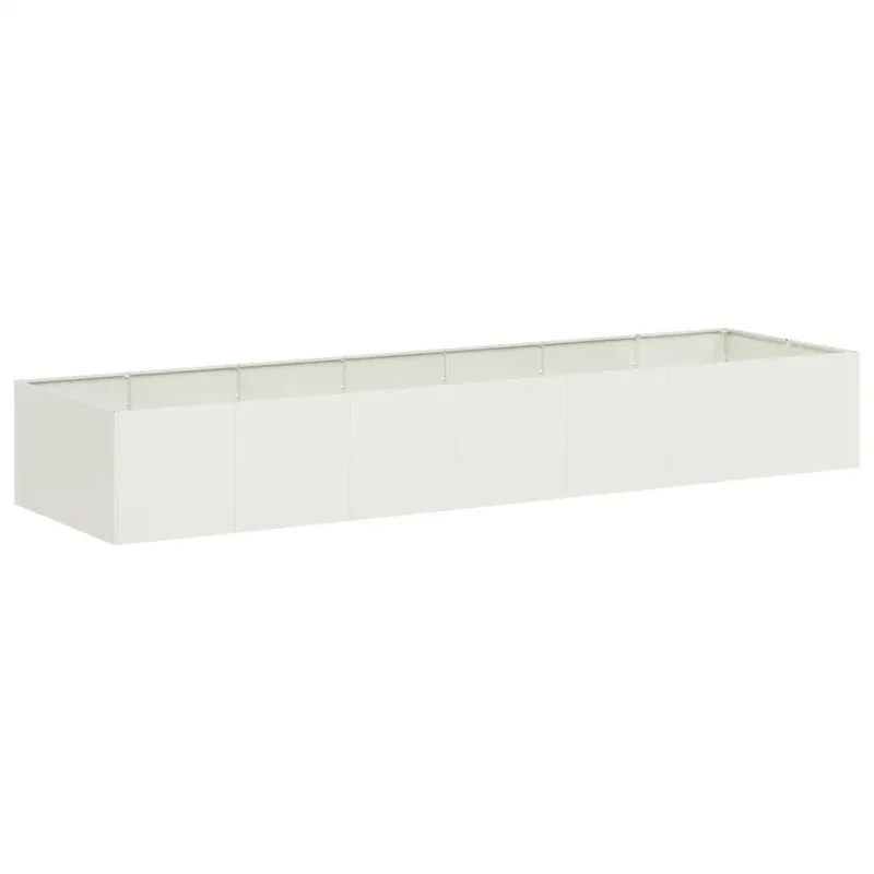 Jardinière design moderne extérieur 280 x 80 x 40 cm stabilité accrue finition naturelle en acier blanc 02_0051543