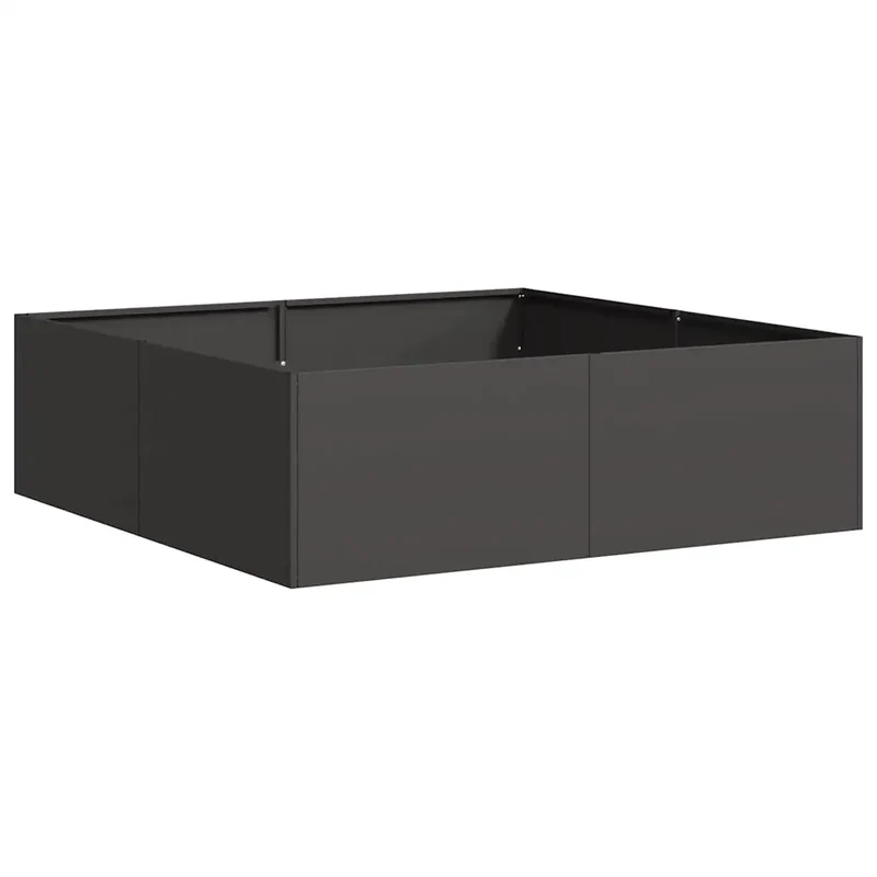 Jardinière carrée design moderne jardin balcon 100 x 100 x 30 cm en acier noir 02_0051588