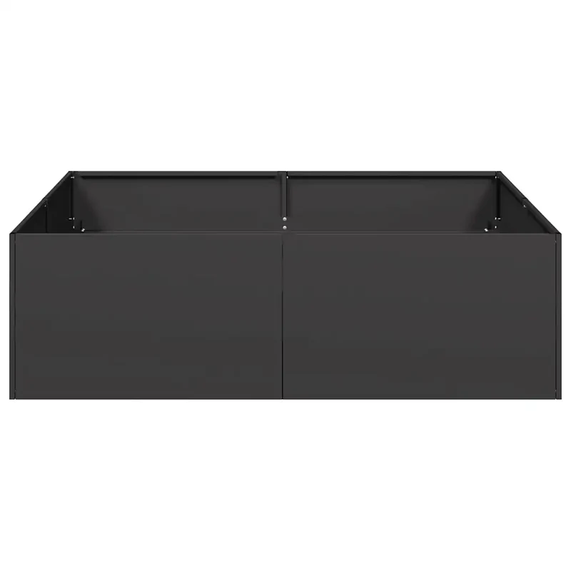 Jardinière carrée design moderne jardin balcon 100 x 100 x 30 cm en acier noir 02_0051588