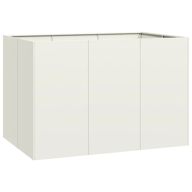 Jardinière extérieure design moderne jardin balcon 120 x 80 x 80 cm avec fond ouvert en acier blanc 02_0051570
