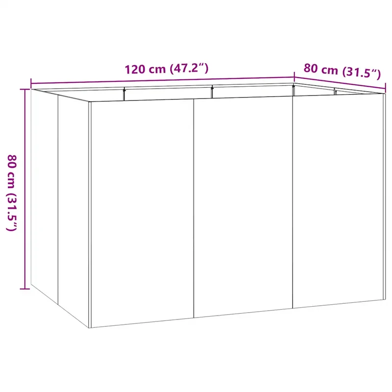 Jardinière extérieure design moderne jardin balcon 120 x 80 x 80 cm avec fond ouvert en acier blanc 02_0051570