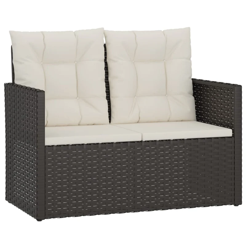 Banc de jardin meuble de patio d'extérieur terrasse avec coussins noir 105 cm résine tressée 02_0011634