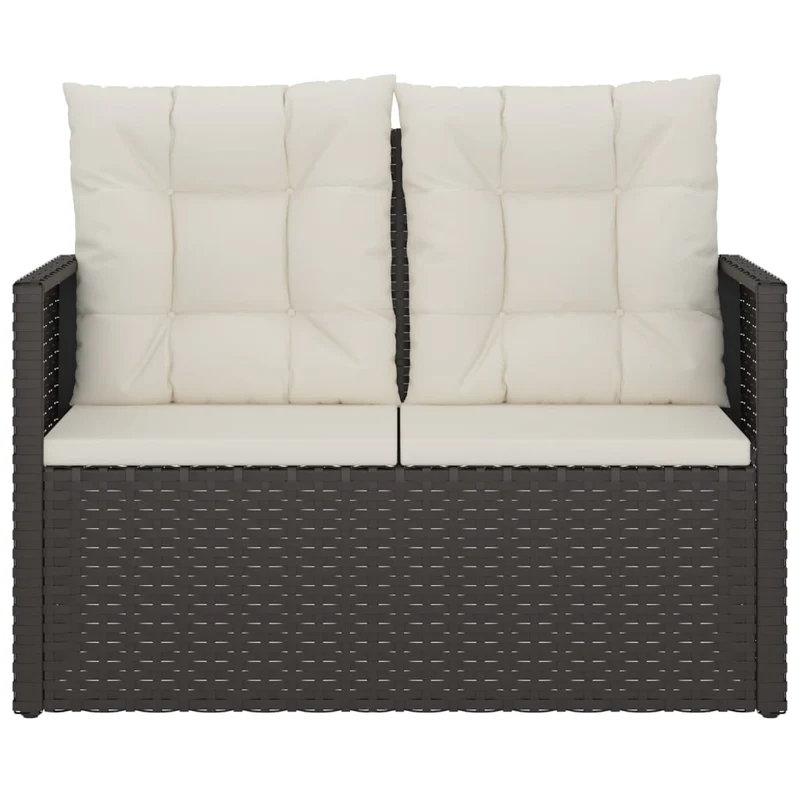 Banc de jardin meuble de patio d'extérieur terrasse avec coussins noir 105 cm résine tressée 02_0011634