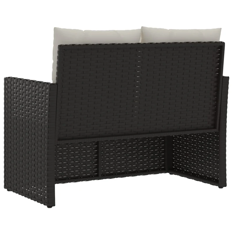 Banc de jardin meuble de patio d'extérieur terrasse avec coussins noir 105 cm résine tressée 02_0011634