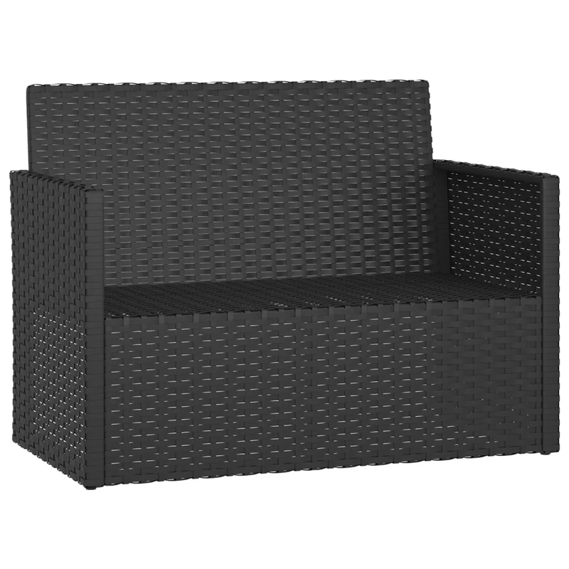 Banc de jardin meuble de patio d'extérieur terrasse avec coussins noir 105 cm résine tressée 02_0011635