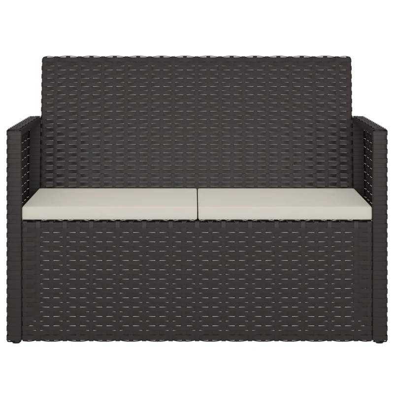 Banc de jardin meuble de patio d'extérieur terrasse avec coussins noir 105 cm résine tressée 02_0011635