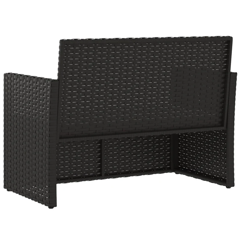 Banc de jardin meuble de patio d'extérieur terrasse avec coussins noir 105 cm résine tressée 02_0011635