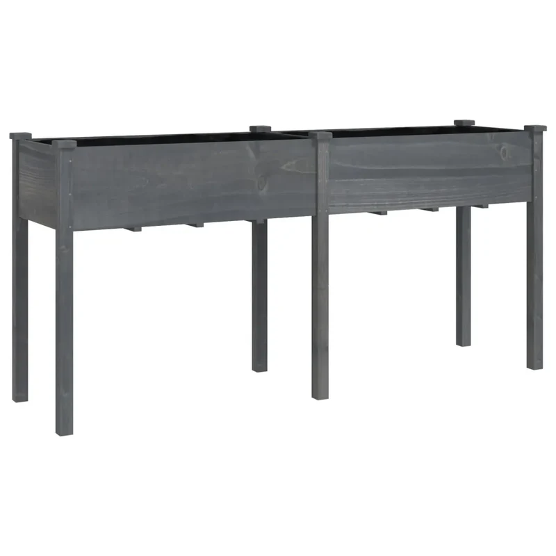 Jardinière en bois massif pour jardin balcon 161 x 45 x 76 cm espace ample fonction décorative en sapin gris 02_0047413